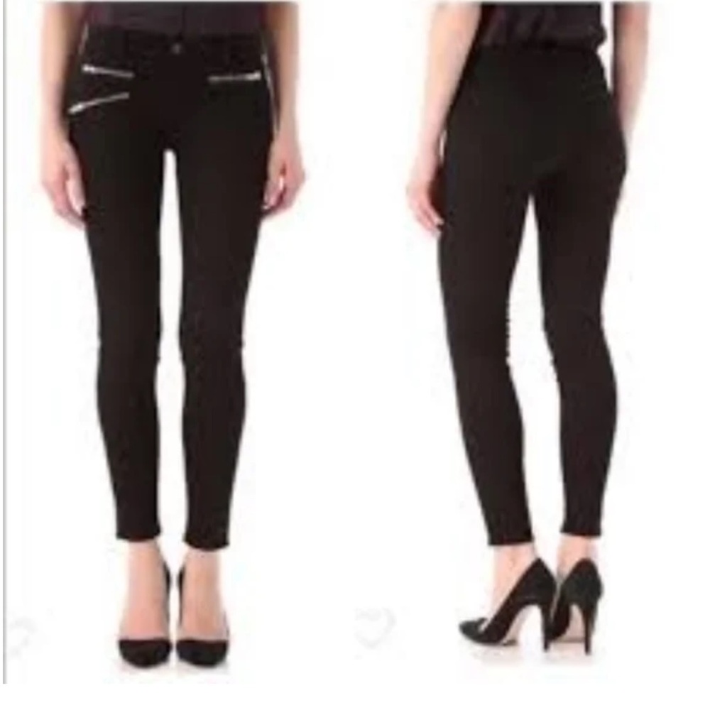 J Brand Jeans Women 24 Black Zoey Zip Pockets Skinny